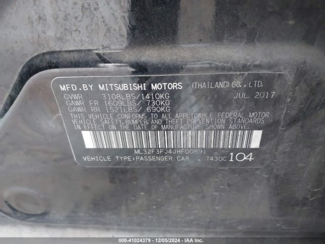 ML32F3FJ4JHF00891 Mitsubishi Mirage G4 Es