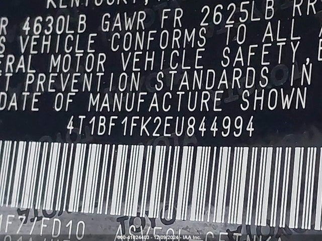 Toyota CAMRY LE 2014 4T1BF1FK2EU844994 Image 9