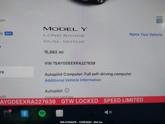 7SAYGDEEXRA227639 Tesla Model Y Long Range Dual Motor All-wheel Drive
