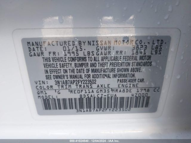 3N1AB7AP2FY223502 Nissan Sentra Fe+ S/s/sl/sr/sv