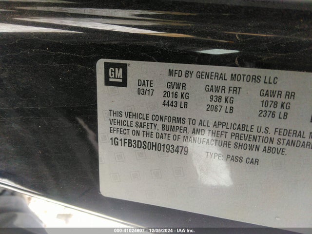 Chevrolet Camaro 1lt 2017 1G1FB3DS0H0193479 Image 9
