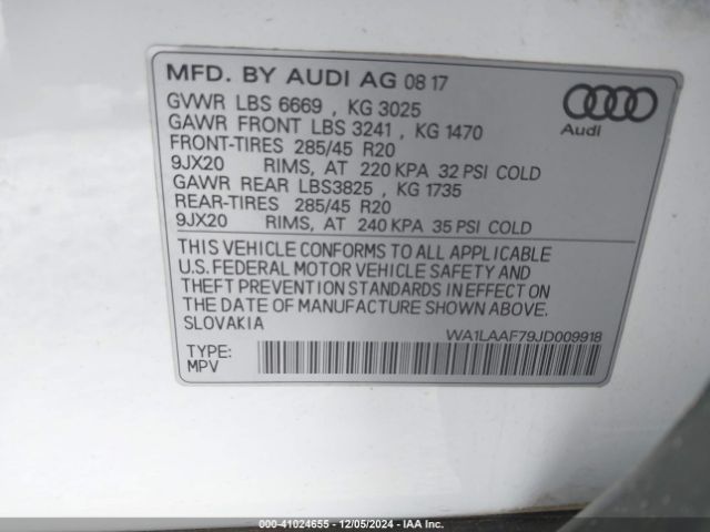 WA1LAAF79JD009918 Audi Q7 3.0t Premium