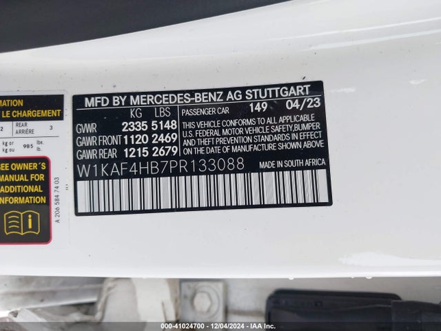 W1KAF4HB7PR133088 Mercedes-Benz m254