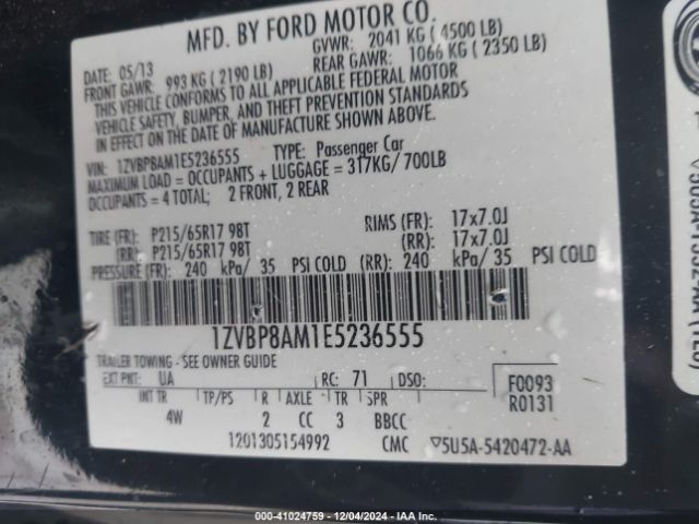 1ZVBP8AM1E5236555 Ford Mustang V6 Premium