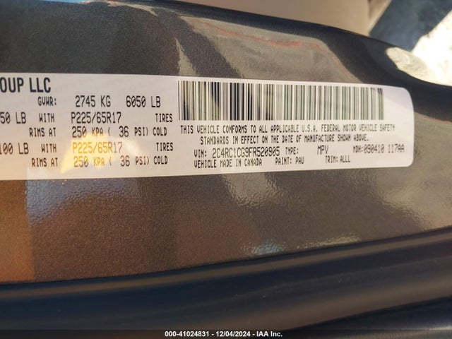 2C4RC1CG9FR520905 Chrysler Town & Country Touring-l