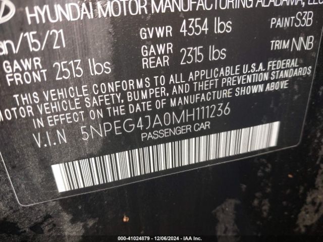 5NPEG4JA0MH111236 Hyundai SONATA SE