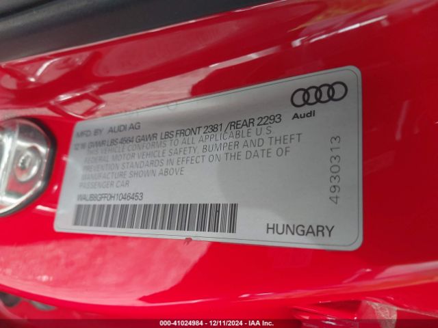 WAUB8GFF0H1046453 Audi A3 2.0t Premium