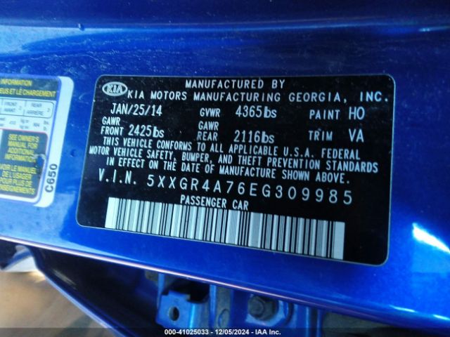 5XXGR4A76EG309985 KIA OPTIMA SX
