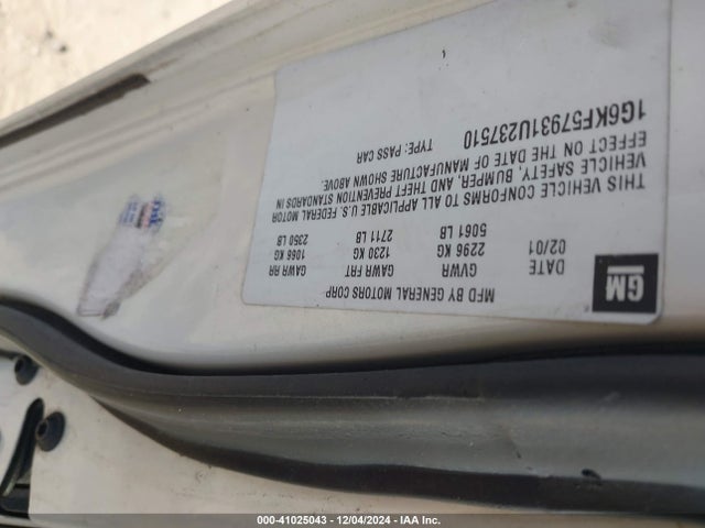 2001 CADILLAC DEVILLE 1G6KF57931U237510 Photo 8