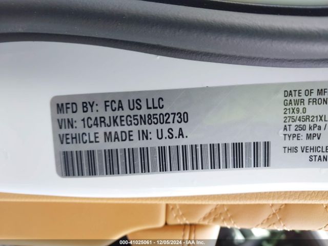 1C4RJKEG5N8502730 Jeep Grand Cherokee L Summit Reserve 4x4