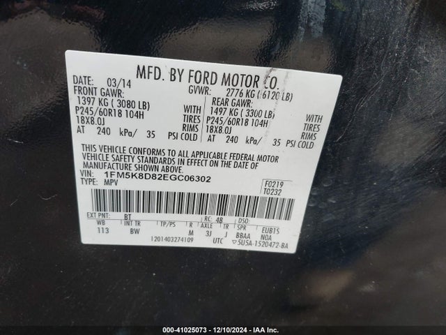 1FM5K8D82EGC06302 Ford EXPLORER XLT