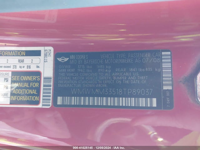 2008 MINI COOPER S CLUBMAN WMWMM33518TP89037 Photo 8