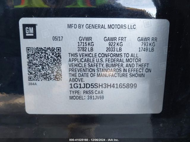 1G1JD5SH3H4165899 Chevrolet Sonic Lt Auto