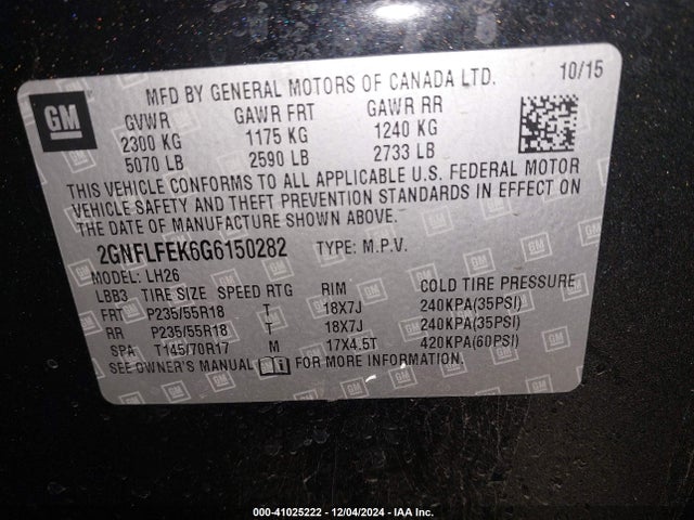 Chevrolet EQUINOX LT 2016 2GNFLFEK6G6150282 Image 9