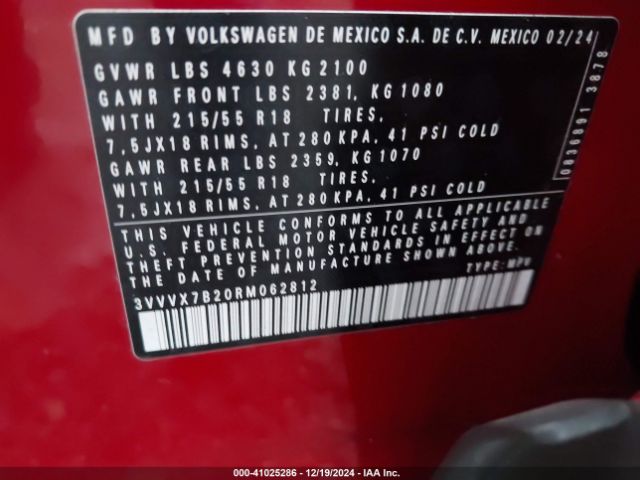 3VVVX7B20RM062812 Volkswagen Taos 1.5t Se
