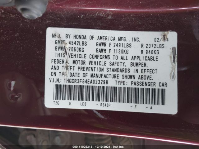 1HGCR3F84EA023298 Honda Accord Ex-l V-6