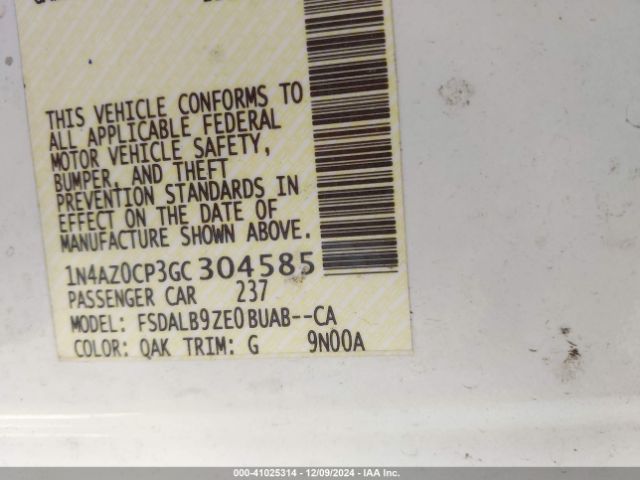1N4AZ0CP3GC304585 Nissan LEAF S