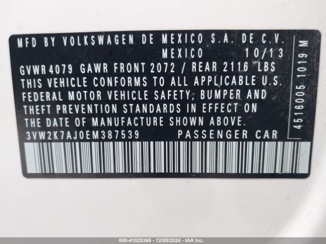 3VW2K7AJ0EM387539 Volkswagen Jetta 2.0l S