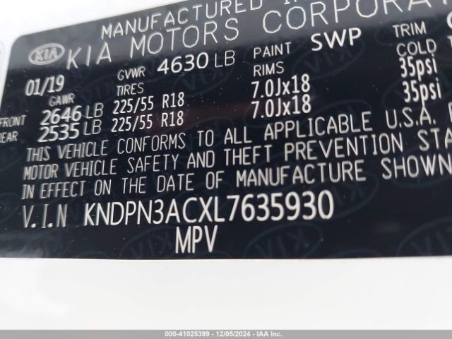 KNDPN3ACXL7635930 KIA Sportage Ex