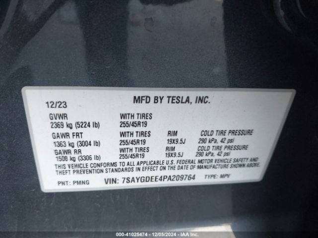 7SAYGDEE4PA209764 Tesla Model Y Awd/long Range Dual Motor All-wheel Drive
