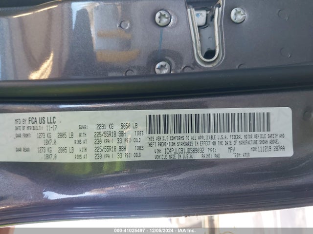 1C4PJLCB1JD589032 Jeep Cherokee Latitude Tech Connect Fwd