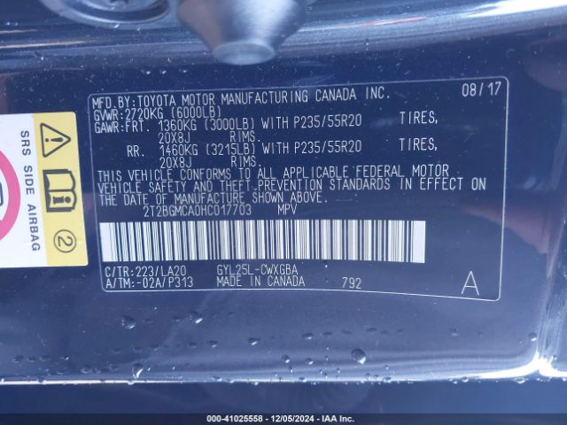 2T2BGMCA0HC017703 Lexus RX 450H