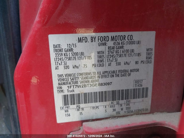 Ford F-250 Xl 2016 1FT7W2BT3GEB83097 Image 9