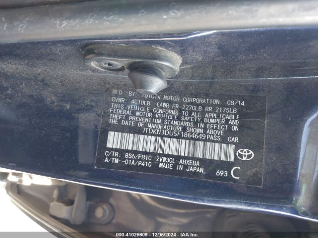 JTDKN3DU5F1864649 Toyota Prius