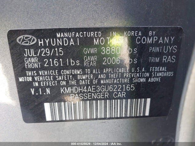 Hyundai ELANTRA SE 2016 KMHDH4AE3GU622165 Image 9