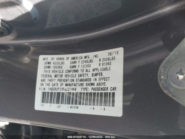 1HGCR2F33FA221449 Honda ACCORD LX