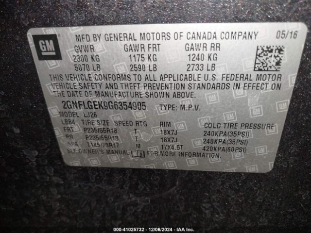 2GNFLGEK9G6354905 Chevrolet Equinox Ltz