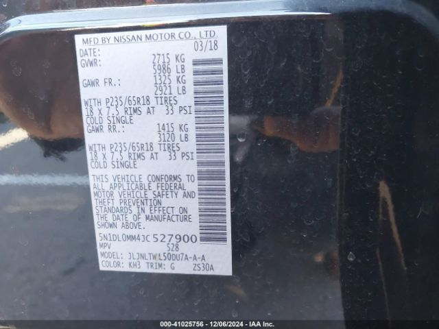 5N1DL0MM4JC527900 Infiniti QX60