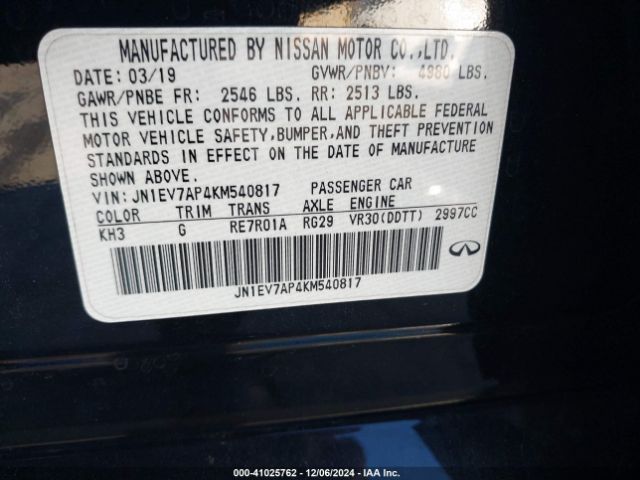 JN1EV7AP4KM540817 Infiniti Q50 3.0t Signature Edition