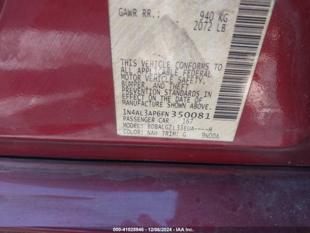 1N4AL3AP6FN350081 Nissan Altima 2.5/s/sv/sl