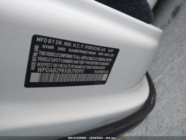 2008 PORSCHE CAYMAN S WP0AB298X8U781911 Photo 8