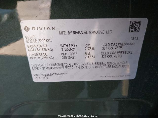 7PDSGABA7PN018257 Rivian R1s Adventure