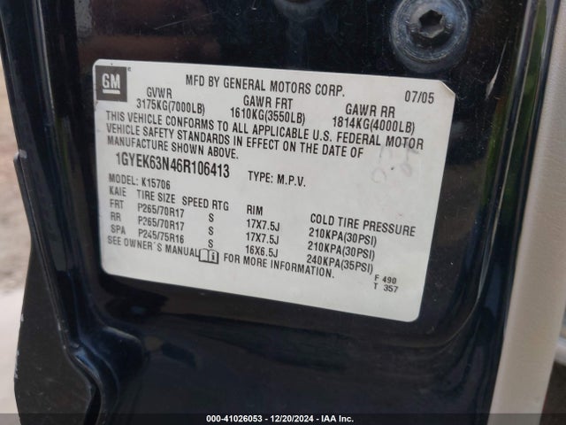 2006 CADILLAC ESCALADE 1GYEK63N46R106413 Photo 8