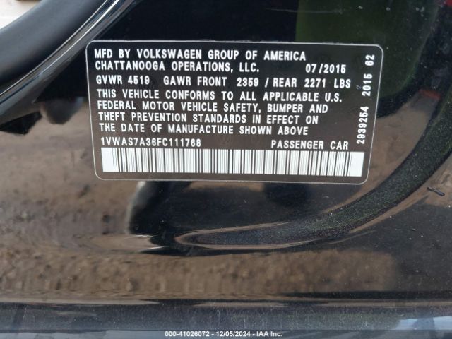 1VWAS7A36FC111768 Volkswagen Passat 1.8t Limited Edition