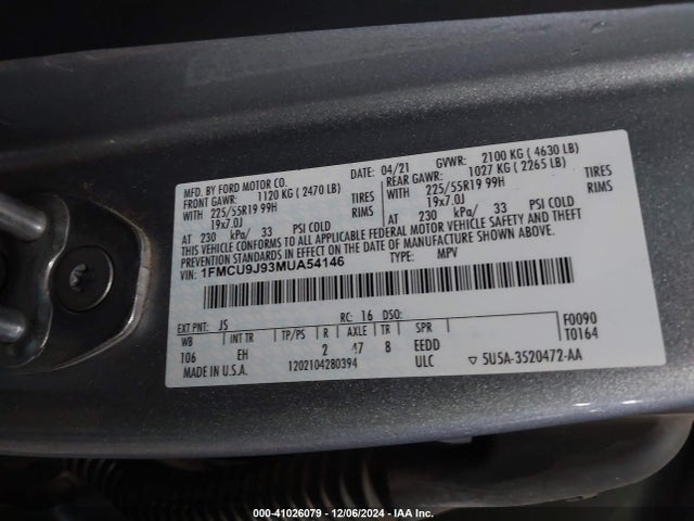 Ford Escape Titanium 2021 1FMCU9J93MUA54146 Image 9
