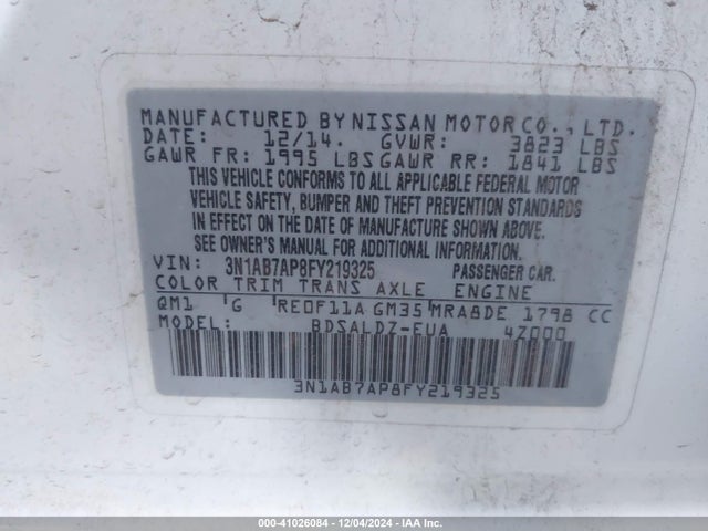 Nissan SENTRA SV 2015 3N1AB7AP8FY219325 Image 9