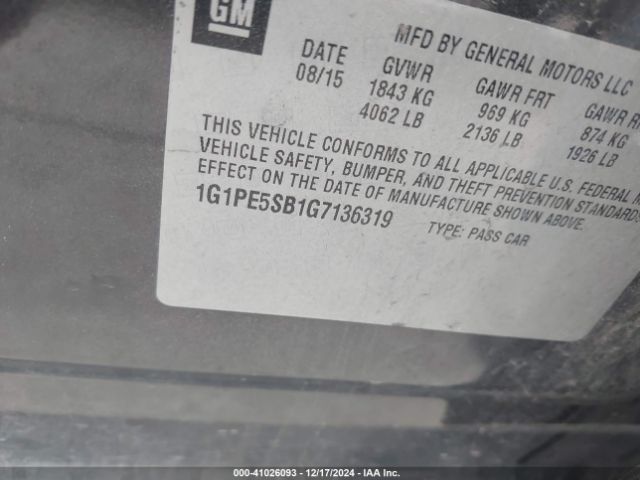 1G1PE5SB1G7136319 Chevrolet Cruze Limited 1lt Auto