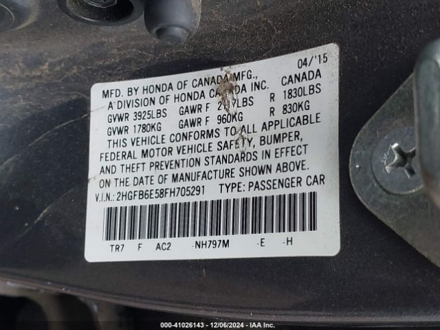 2HGFB6E58FH705291 Honda CIVIC SI