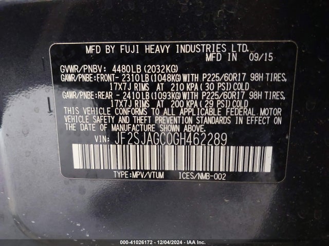 Subaru Forester 2.5i Premium 2016 JF2SJAGC0GH462289 Image 9