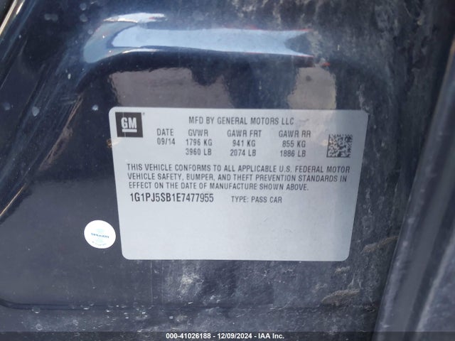 1G1PJ5SB1E7477955 Chevrolet Cruze Eco Manual