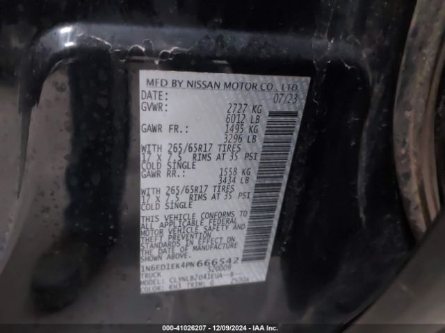 1N6ED1EK4PN666542 Nissan Frontier Sv 4x4