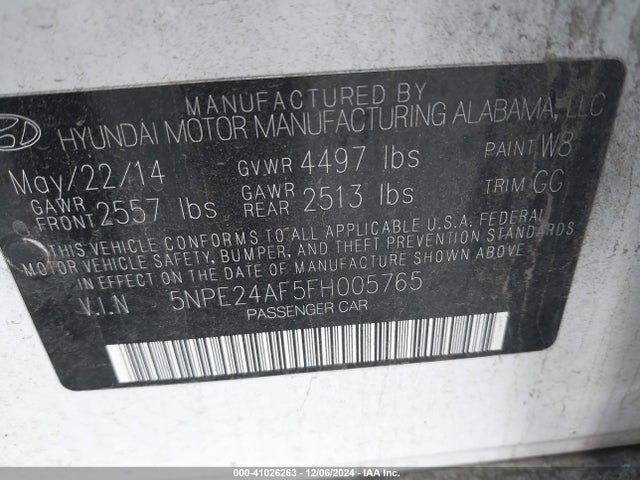Hyundai SONATA SE 2015 5NPE24AF5FH005765 Image 9