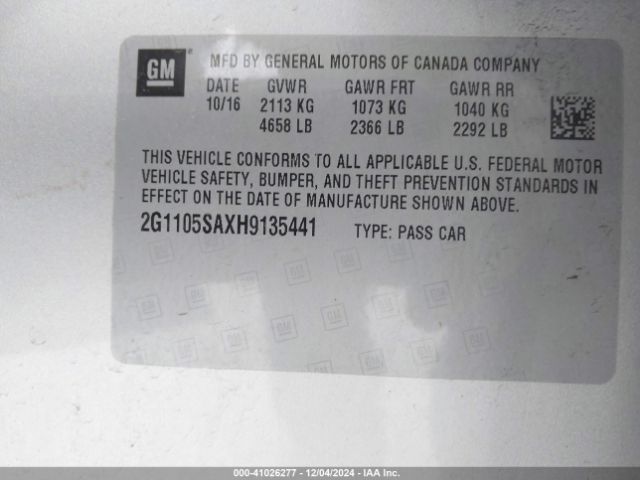 2G1105SAXH9135441 Chevrolet IMPALA 1LT