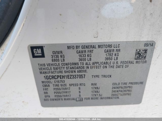 1GCRCPEH1EZ337057 Chevrolet Silverado 1500 Work Truck 1wt