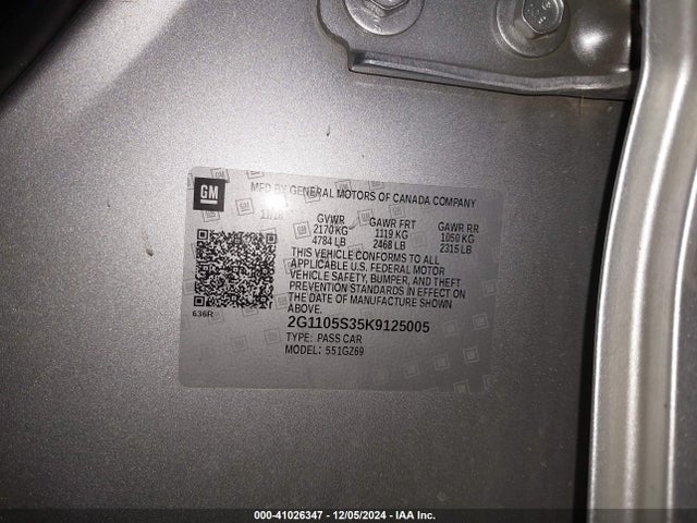 Chevrolet Impala Premier 2019 2G1105S35K9125005 Image 9