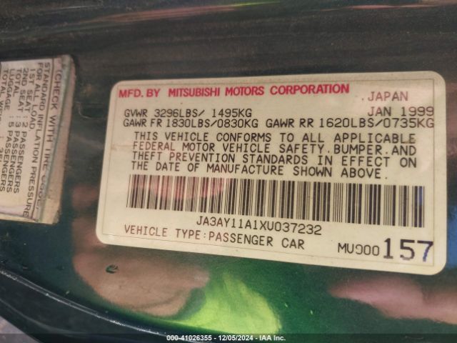 1999 MITSUBISHI MIRAGE JA3AY11A1XU037232 Photo 8